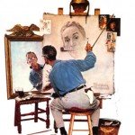 Norman-Rockwell-Triple-Self-Portrait-Poster-Card